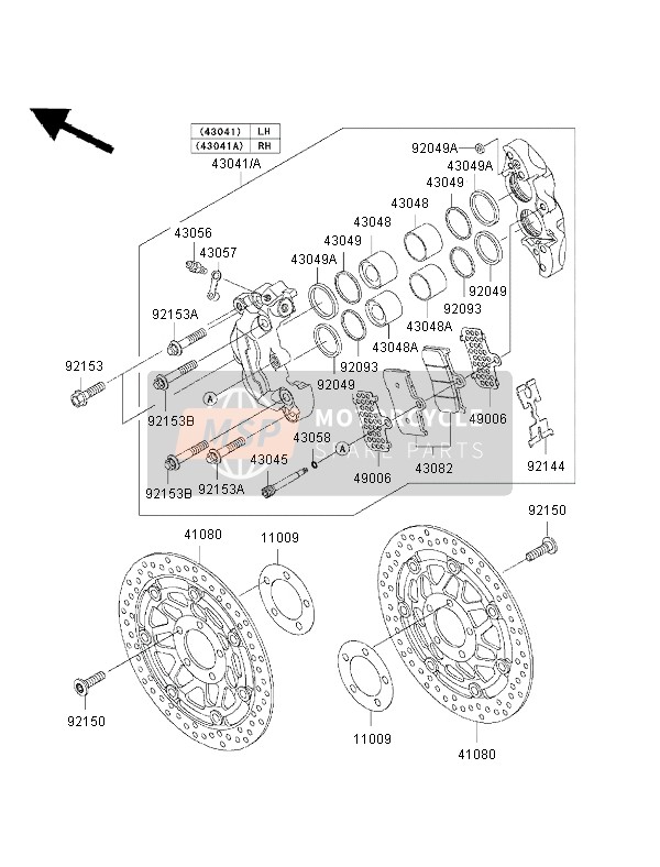 4304118558Q, CALIPER-ASSY,Fr,Lh,Gold, Kawasaki, 0