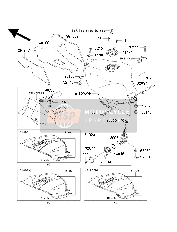 Kawasaki NINJA ZX-9R 2002 Fuel Tank for a 2002 Kawasaki NINJA ZX-9R