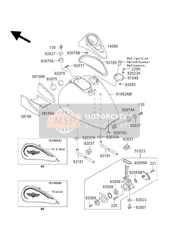 510825184L1, TANK-COMP-FUEL,C.C.Red, Kawasaki, 0