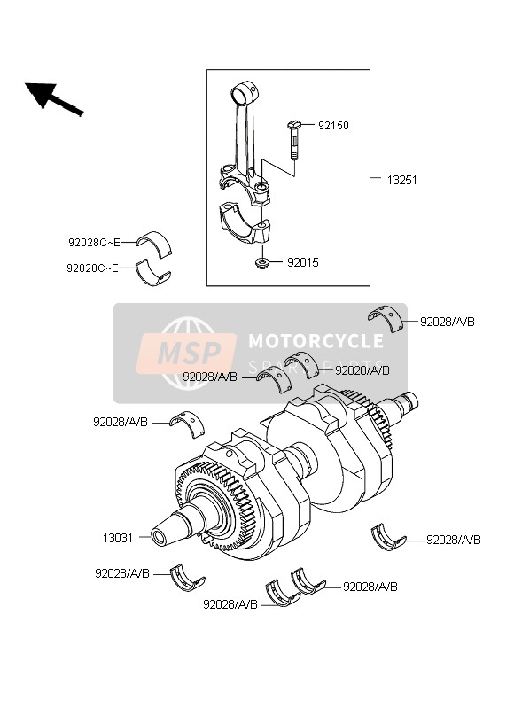 Kawasaki W650 2005 Albero motore per un 2005 Kawasaki W650