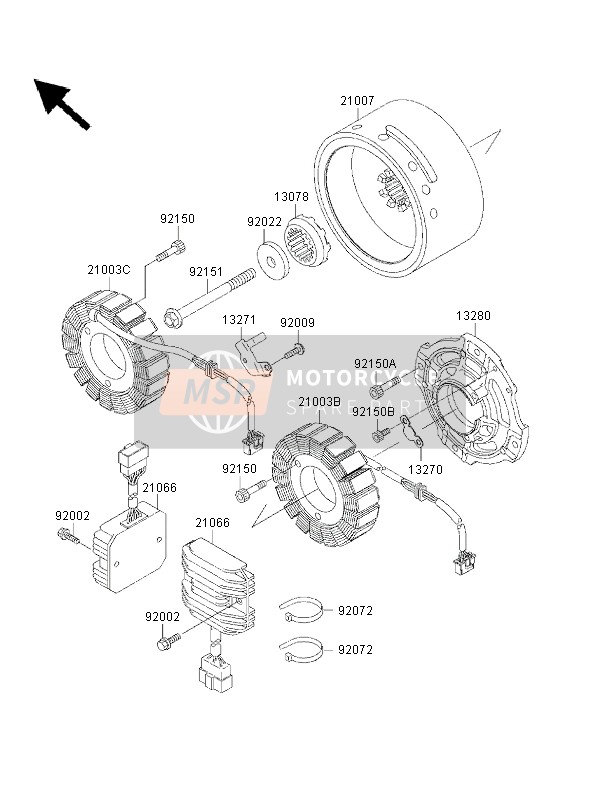 210030007, Stator,Inner, Kawasaki, 1