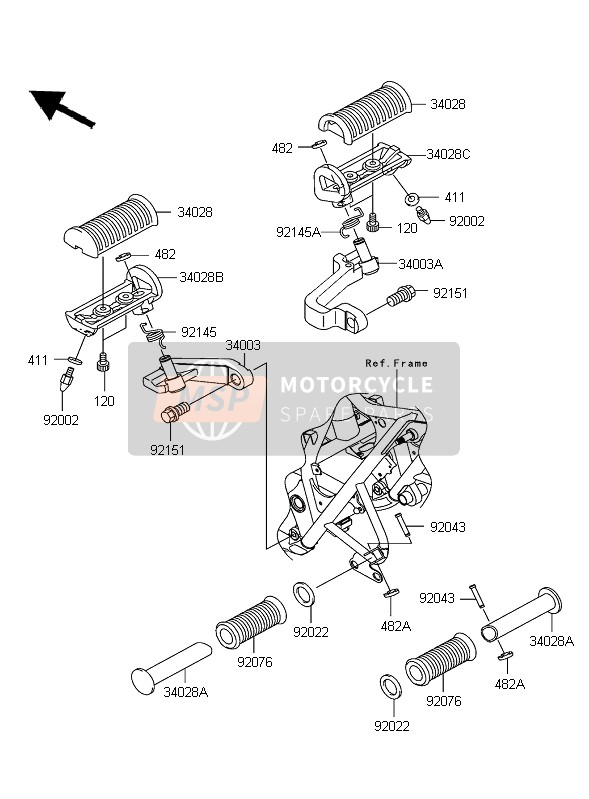 Kawasaki W650 2005 Footrests for a 2005 Kawasaki W650