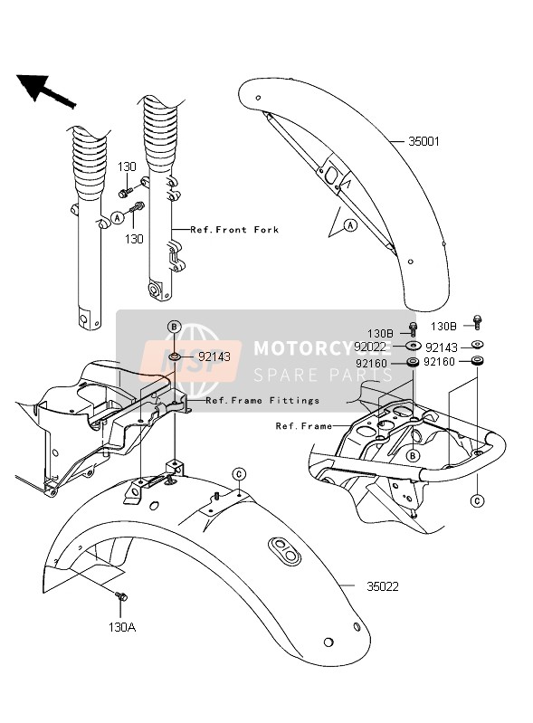 Kawasaki W650 2005 Guardabarros para un 2005 Kawasaki W650