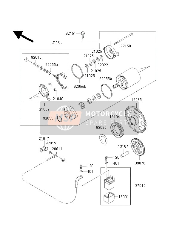 Kawasaki W650 2002 Motor de arranque para un 2002 Kawasaki W650