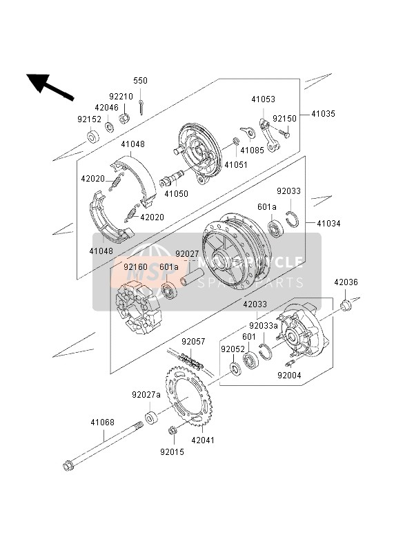 Kawasaki W650 2002 HINTERRADNABE für ein 2002 Kawasaki W650