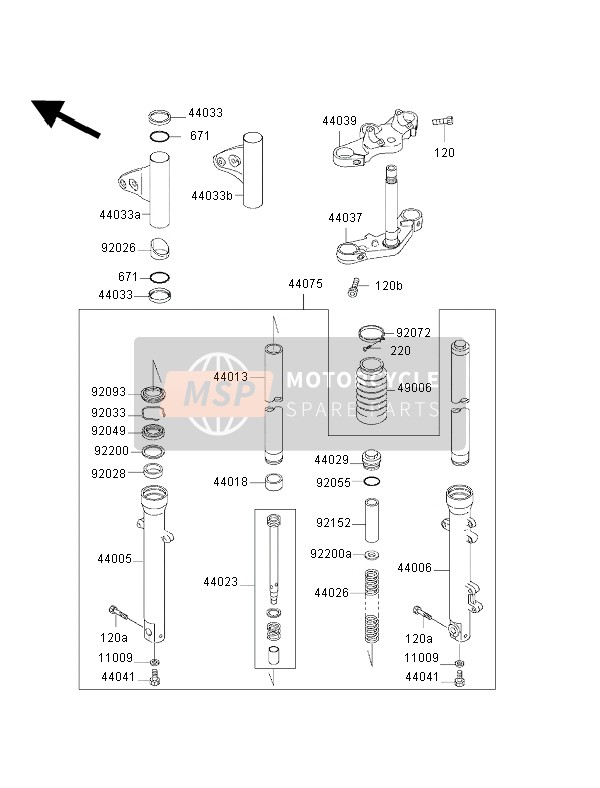 Kawasaki W650 2002 Forcella anteriore per un 2002 Kawasaki W650