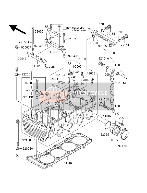 Kawasaki ZRX1200S 2002 Cylinder Head for a 2002 Kawasaki ZRX1200S