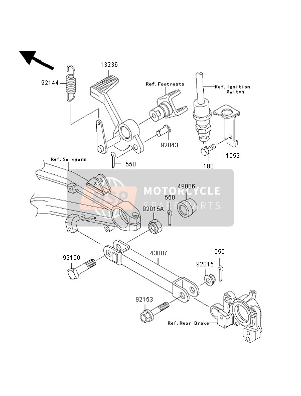 Kawasaki ZRX1200S 2002 Brake Pedal for a 2002 Kawasaki ZRX1200S