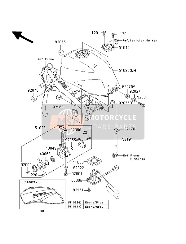 Kawasaki ZRX1200S 2002 Réservoir d'essence pour un 2002 Kawasaki ZRX1200S