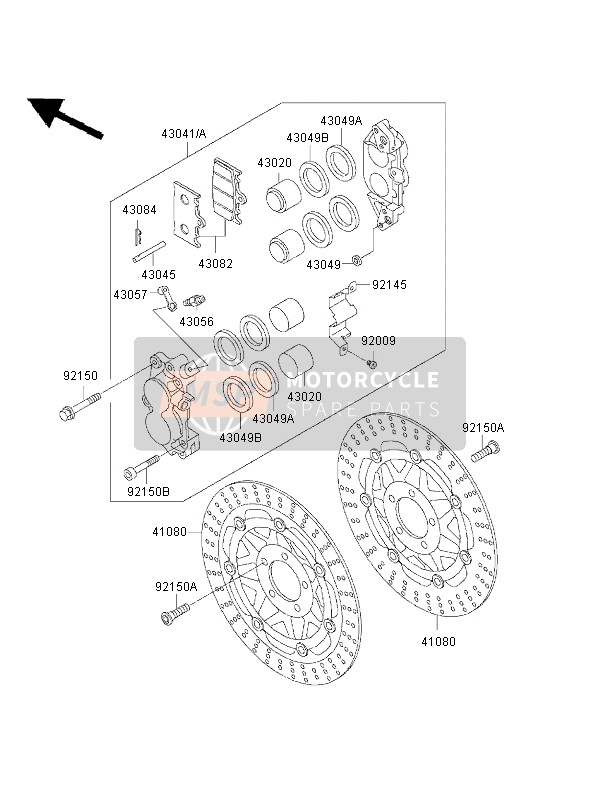 430411698FE, CALIPER-ASSY, Fr, Lh, M., Kawasaki, 1