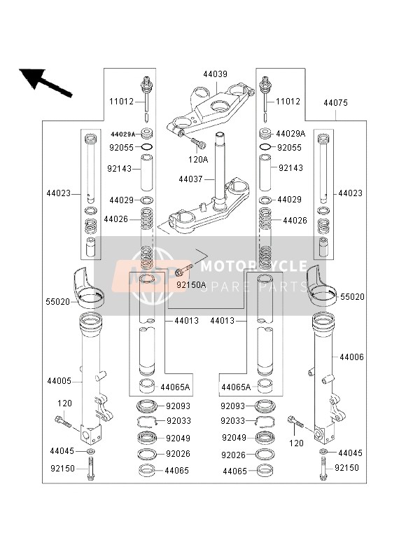 Kawasaki ZZ-R600 2002 Forcella anteriore per un 2002 Kawasaki ZZ-R600