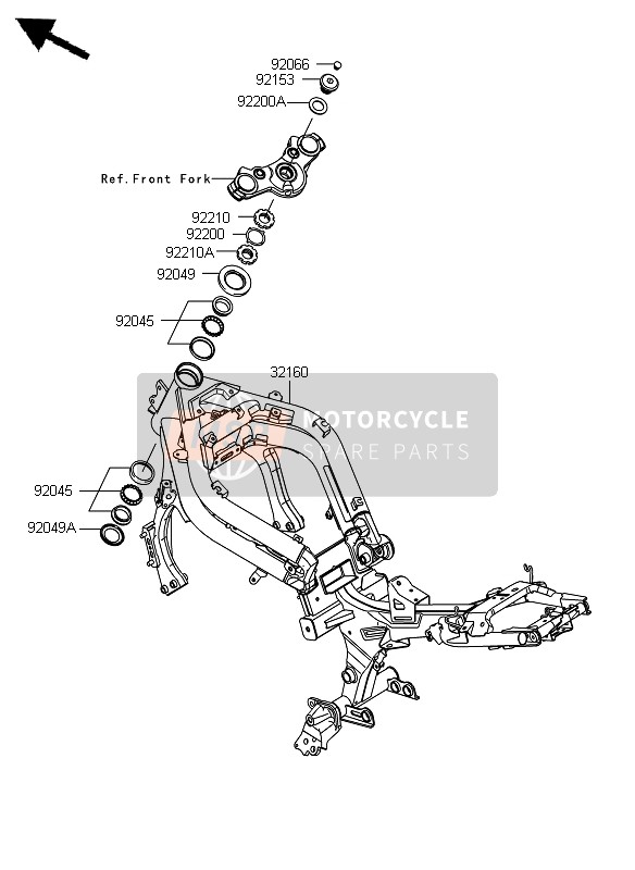 922100535, Nut, Steering Stem, 35mm, Kawasaki, 1