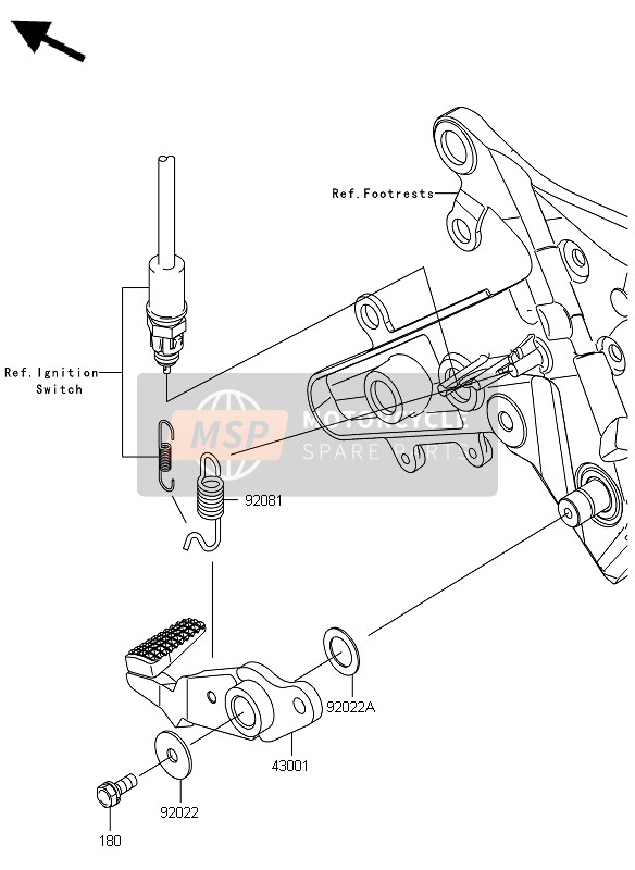 Kawasaki ER-6F 2012 Brake Pedal for a 2012 Kawasaki ER-6F