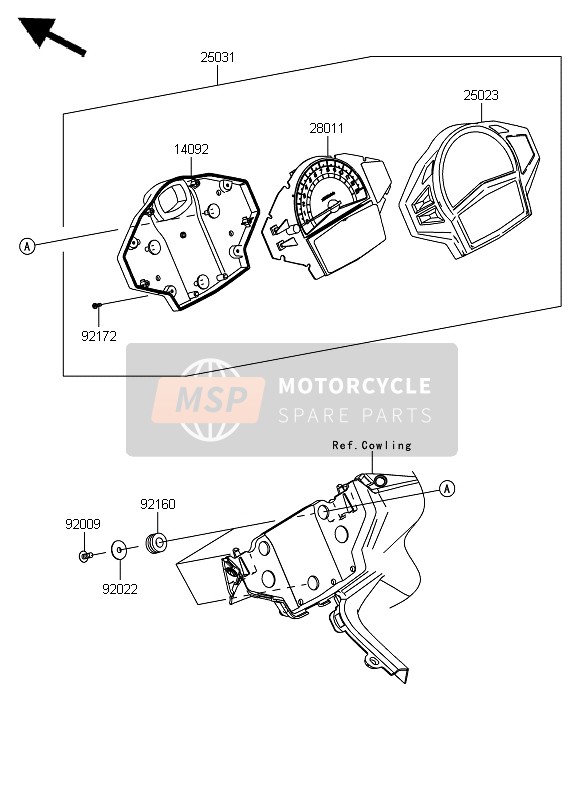 250310443, METER-ASSY,Tacho&Lcd, Kawasaki, 0