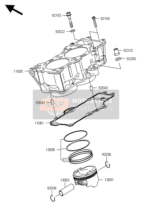 Kawasaki ER-6F ABS 2012 Cylindre & Piston pour un 2012 Kawasaki ER-6F ABS