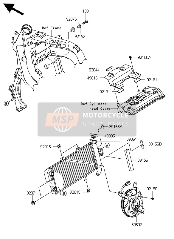 Kawasaki ER-6F ABS 2012 Radiator for a 2012 Kawasaki ER-6F ABS