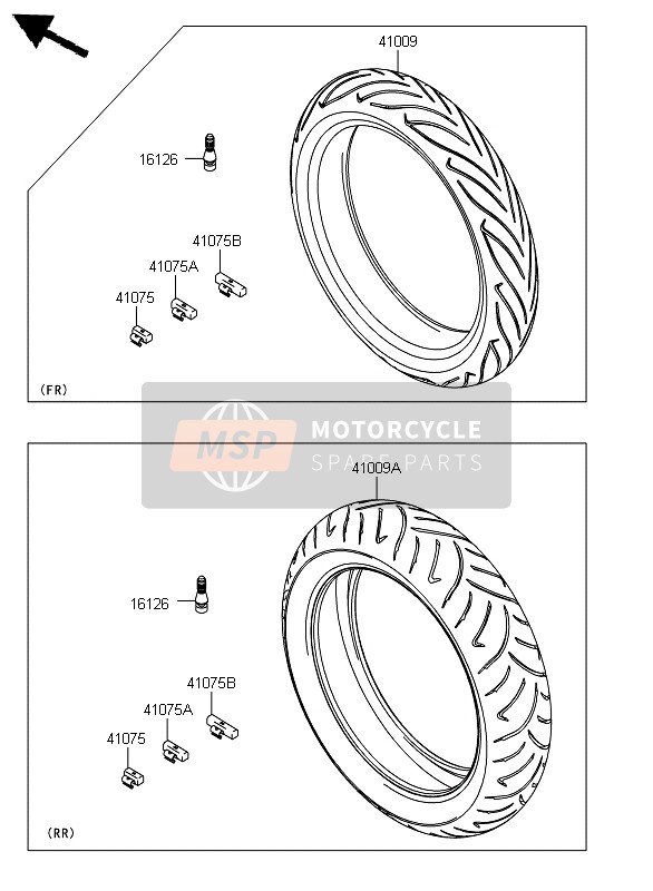 Kawasaki ER-6F ABS 2012 Banden voor een 2012 Kawasaki ER-6F ABS