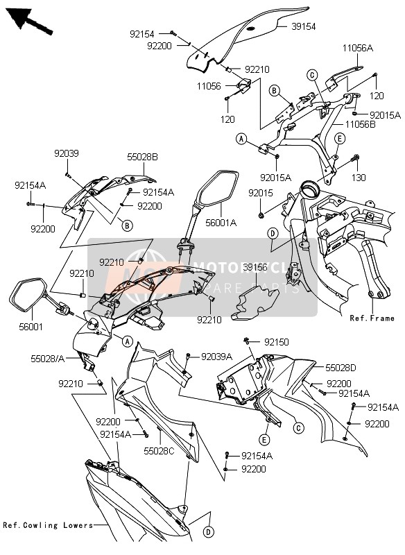 Kawasaki ER-6F ABS 2012 Capotage pour un 2012 Kawasaki ER-6F ABS