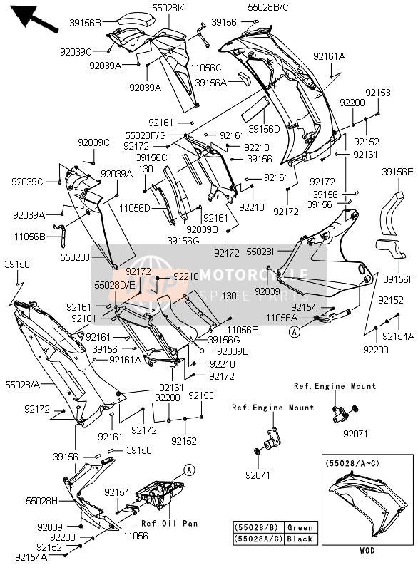 Kawasaki ER-6F ABS 2012 Cowling Lowers for a 2012 Kawasaki ER-6F ABS