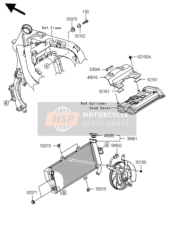 Kawasaki ER-6N 2012 Radiator for a 2012 Kawasaki ER-6N