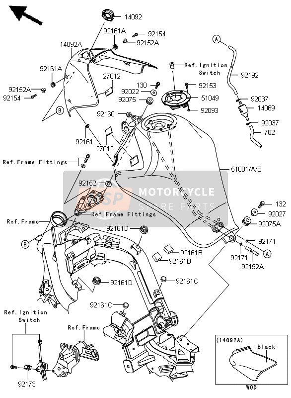 51001084615S, TANK-COMP-FUEL,P.S.White EX650, Kawasaki, 0