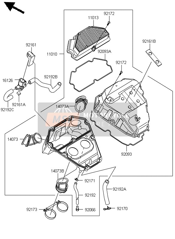 Kawasaki ER-6N ABS 2012 Air Cleaner for a 2012 Kawasaki ER-6N ABS