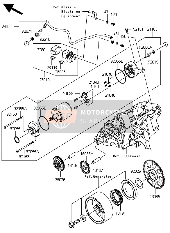 Kawasaki ER-6N ABS 2012 Starter Motor for a 2012 Kawasaki ER-6N ABS