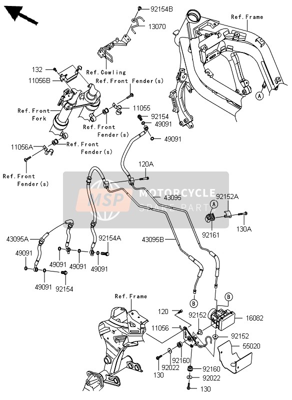 Kawasaki ER-6N ABS 2012 Brake Piping for a 2012 Kawasaki ER-6N ABS