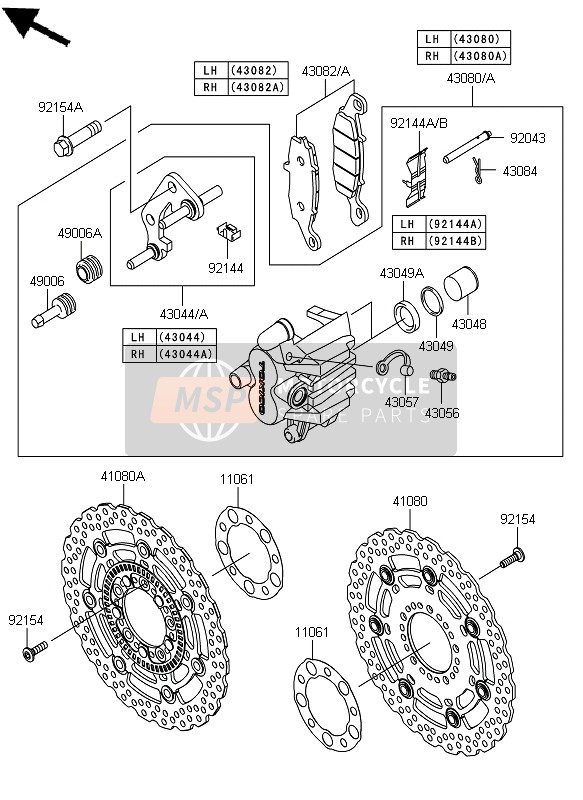 Kawasaki ER-6N ABS 2012 Freno frontal para un 2012 Kawasaki ER-6N ABS