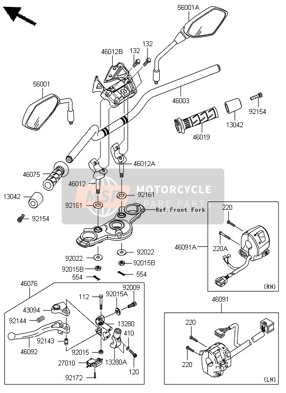 Kawasaki ER-6N ABS 2012 LENKER für ein 2012 Kawasaki ER-6N ABS