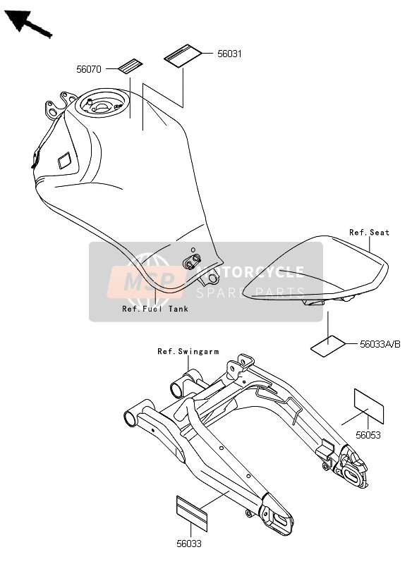 Kawasaki ER-6N ABS 2012 Etiketten voor een 2012 Kawasaki ER-6N ABS