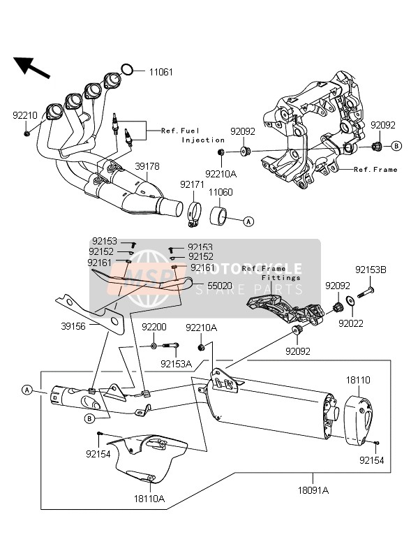 181100256, Body END-MUFFLER,Rr ZG1400EFF, Kawasaki, 0