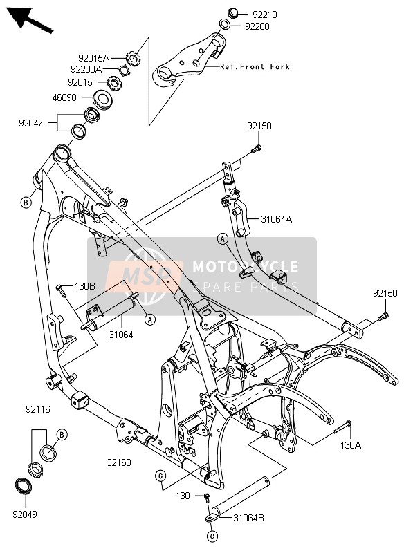 31064009718R, Pijp/subframe, Kawasaki, 0