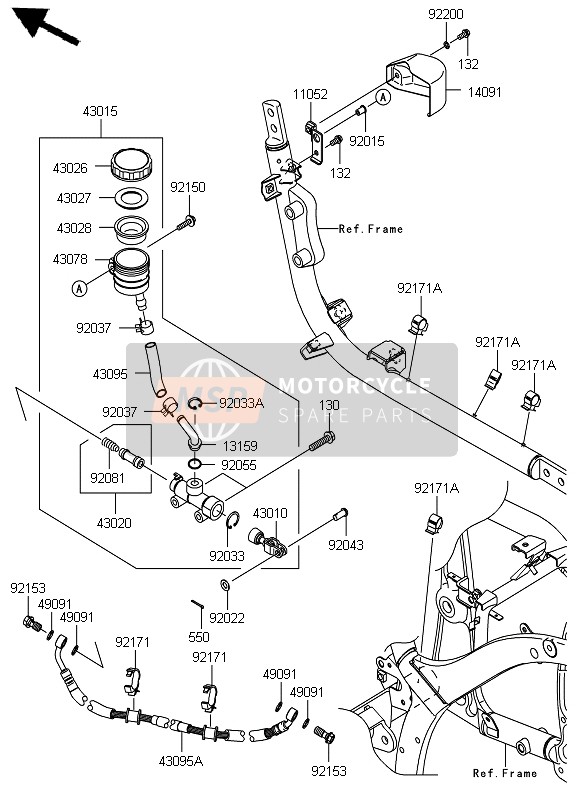 430950306, HOSE-BRAKE,Rr Master Cylinder, Kawasaki, 0