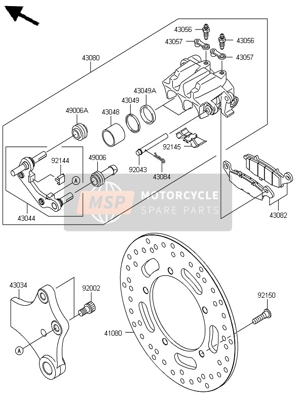 430340061, HOLDER-BRAKE,Rear Caliper, Kawasaki, 0