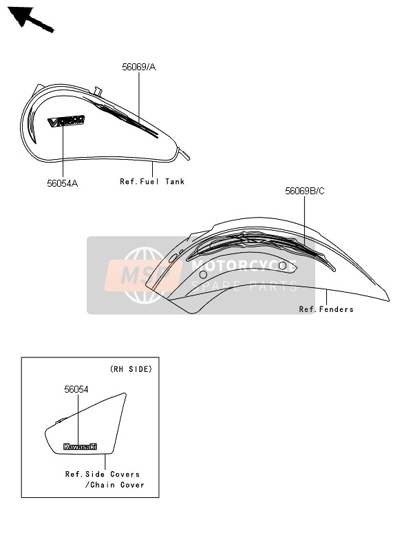 560691757, Pattern,Rr Fender,Rh, Kawasaki, 0