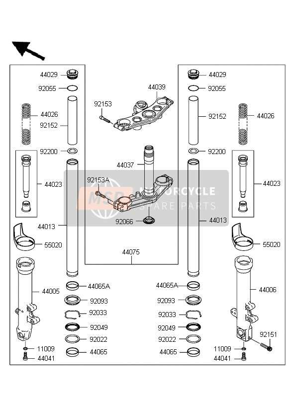 440060016, PIPE-RIGHT Fork Outer, Kawasaki, 0