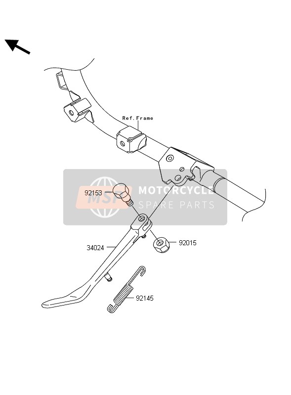 340240014, Bequille Laterale, Kawasaki, 2