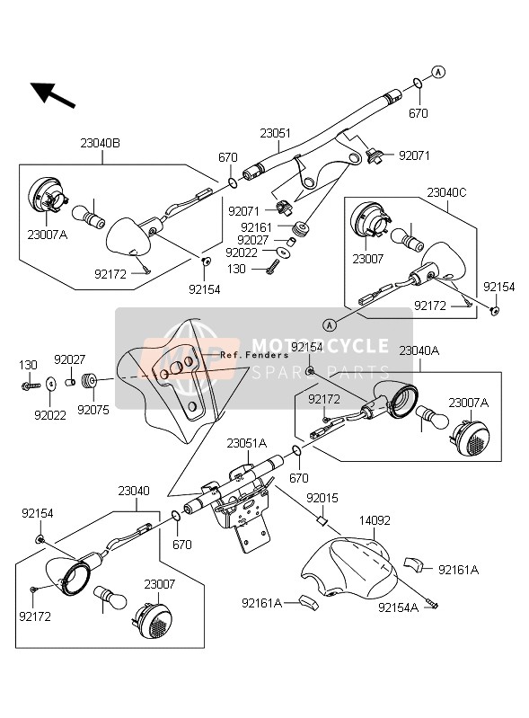 230510037, BRACKET-SIGNAL Lamp,Fr, Kawasaki, 0