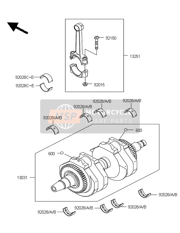 Kawasaki W800 2012 Cigüeñal para un 2012 Kawasaki W800