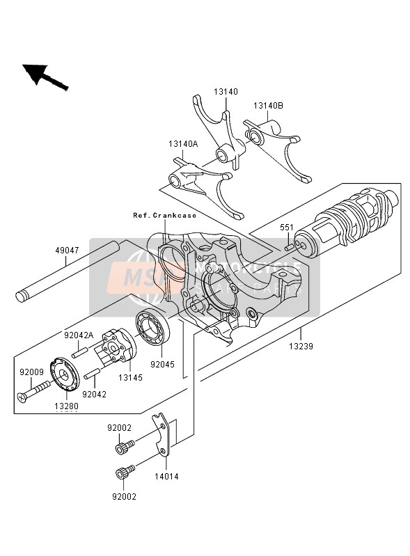 Kawasaki ZRX1200R 2005 Gear Change Drum & Shift Fork for a 2005 Kawasaki ZRX1200R