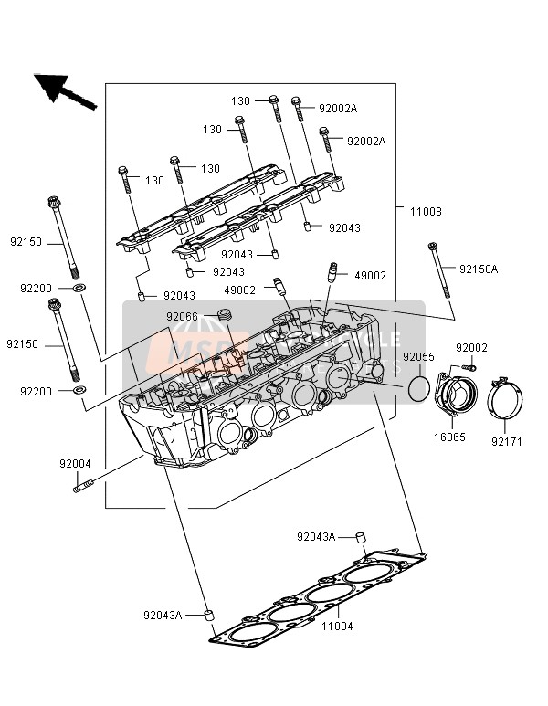 110080145, HEAD-COMP-CYLINDER, Kawasaki, 0