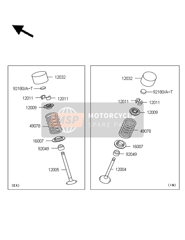 Kawasaki Z750 2012 Soupape pour un 2012 Kawasaki Z750