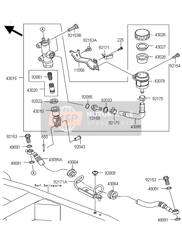 Kawasaki Z750 2012 Rear Master Cylinder for a 2012 Kawasaki Z750