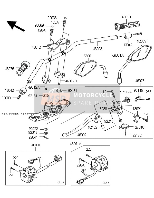 132800017, Holder, Clutch Lever, Kawasaki, 2