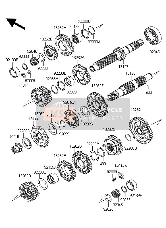 131280020, SHAFT-TRANSMISSION Output, Kawasaki, 0