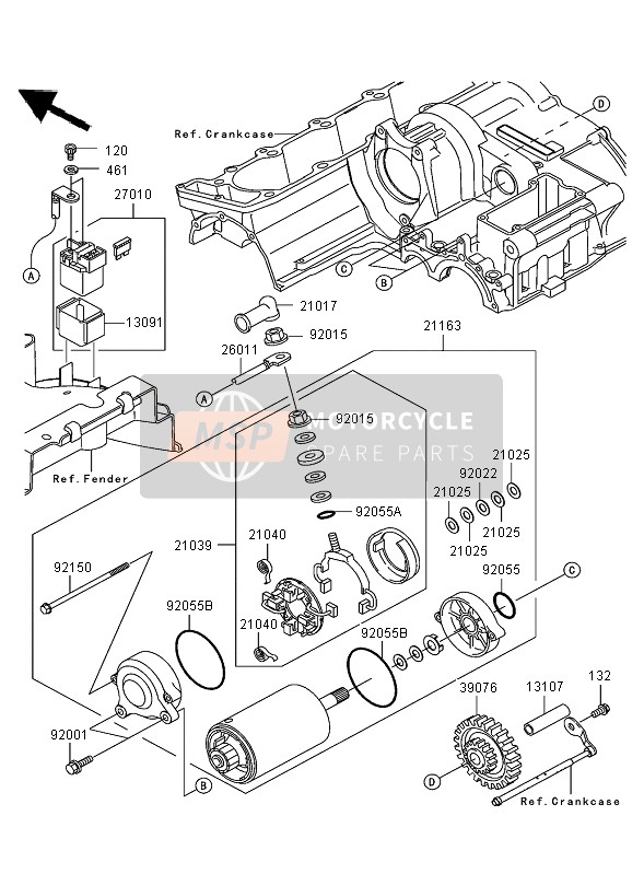 Kawasaki ZRX1200R 2005 Starter Motor for a 2005 Kawasaki ZRX1200R