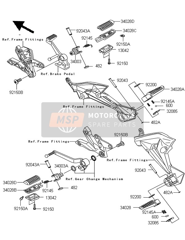 Kawasaki Z750 ABS 2012 Reposapiés para un 2012 Kawasaki Z750 ABS