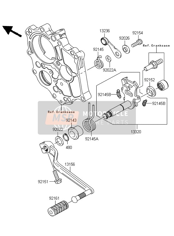 Kawasaki ER-6F 2010 Mecanismo de cambio de marcha para un 2010 Kawasaki ER-6F