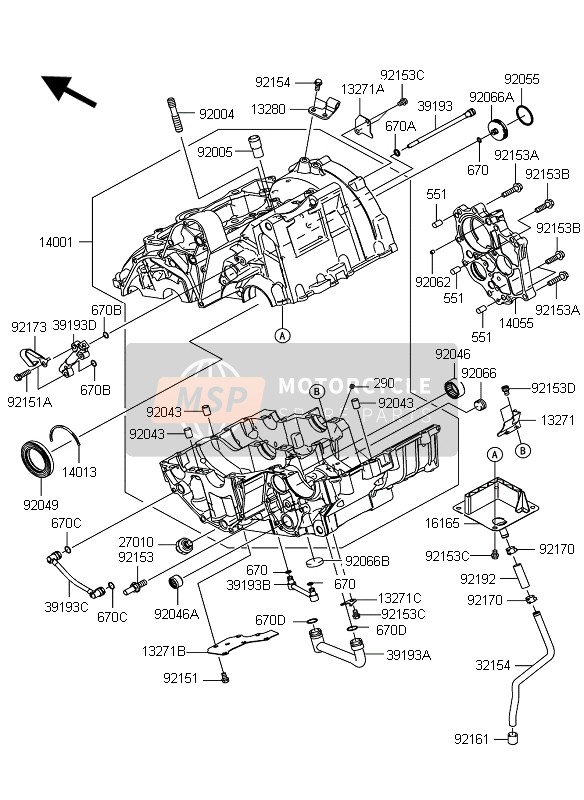 Kawasaki ER-6F 2010 Crankcase for a 2010 Kawasaki ER-6F